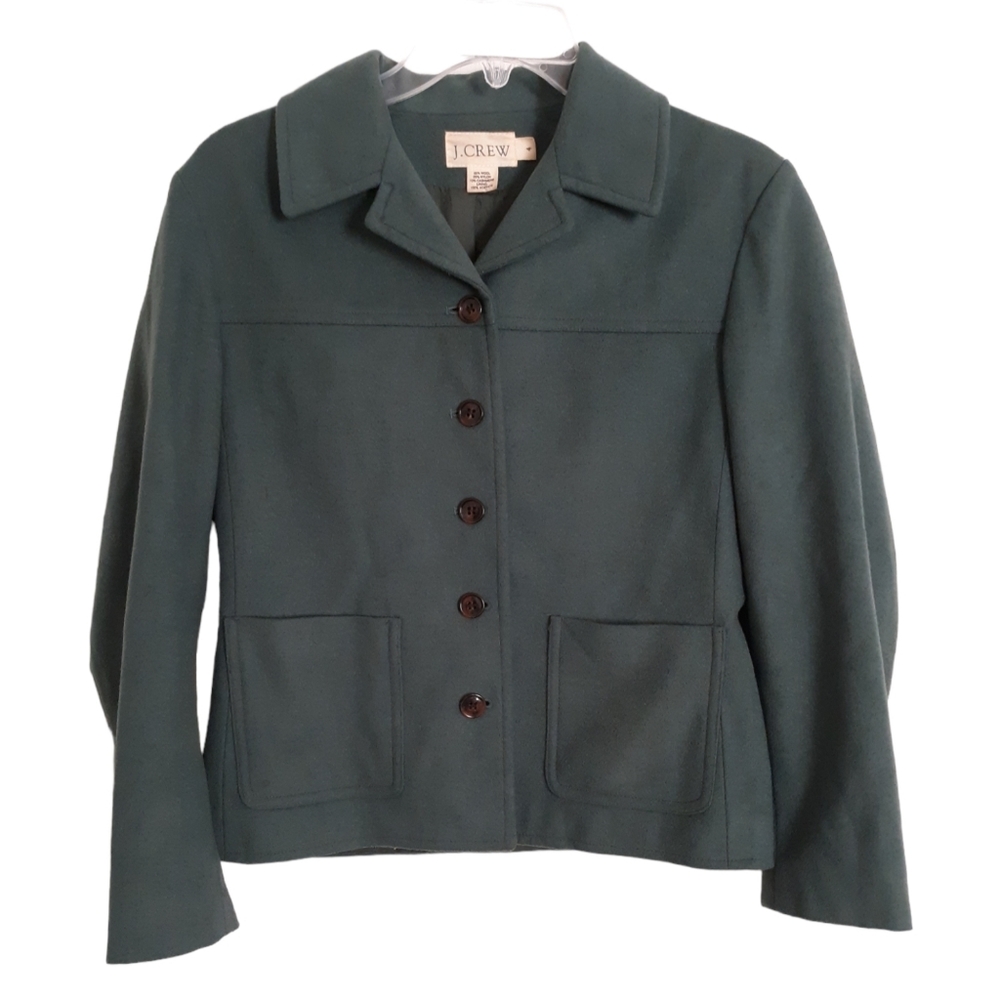 J. Crew Size 4 Wool Cashmere Blend Green Blazer Jacket